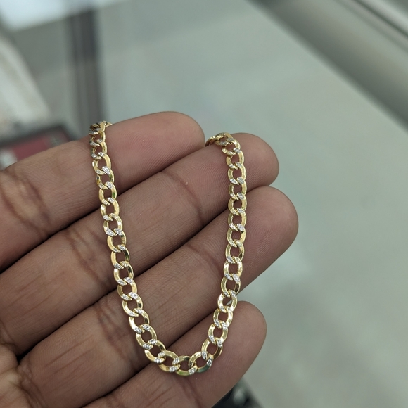 10kt Real Gold Cuban Diamond Cut Bracelet 4.5mm 8 inch